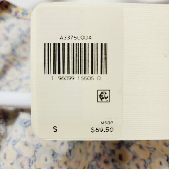 Levi's Floral Cropped Top Women's Size S Beige Square Neck Puff Sleeves - Picture 6 of 11